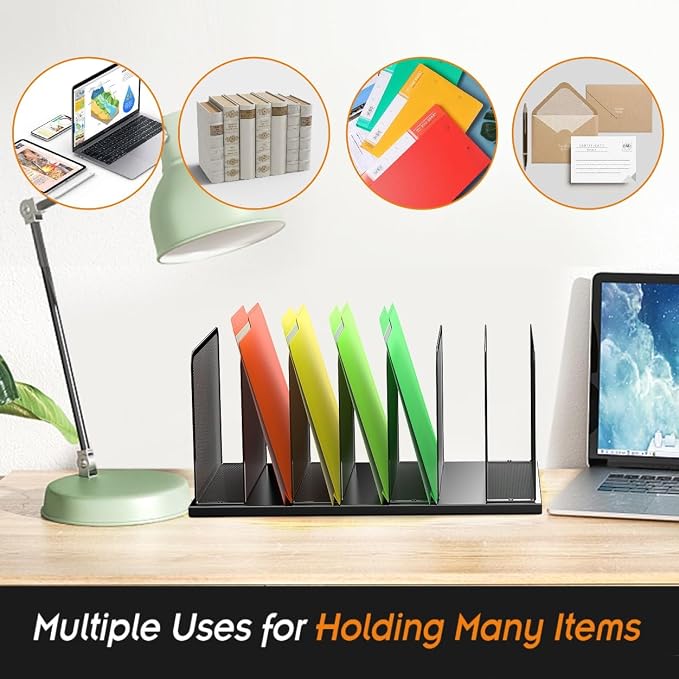 Kuntine.B 7-Section Upright Desk File Organizer Black 1 Pack | Vertical, Mesh, Metal, Assembly, Stability, Sturdiness, Organization, Standing - Image 5