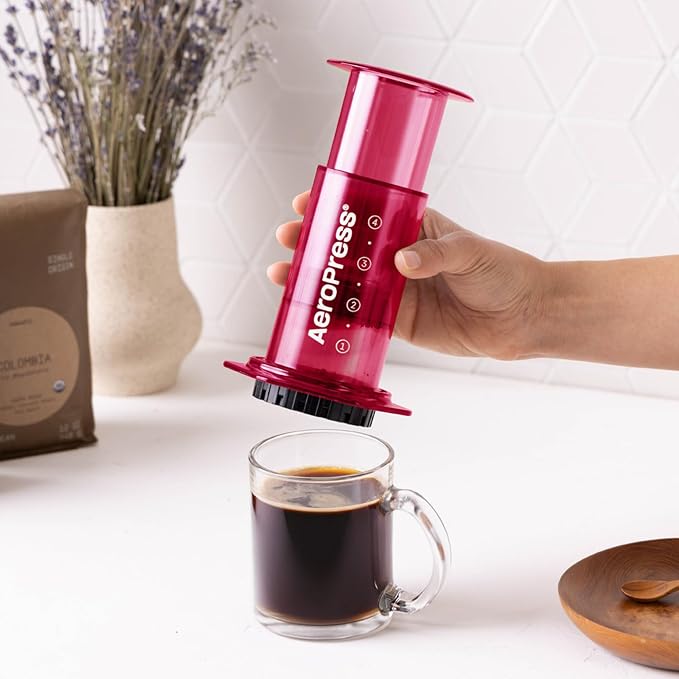 AeroPress Clear Pink Coffee Press, French Press, Pour-Over & Espresso Style | All-in-One Manual Coffee Maker, 2-Minute Brew, Less Bitterness, More Flavor, Portable, Travel & Camping - Image 5