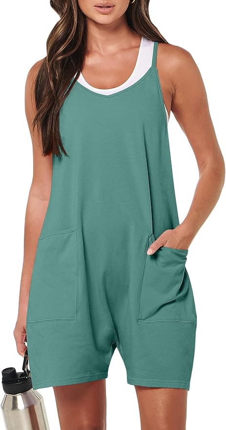 ANRABESS Womens Rompers Summer Casual Loose Sleeveless Overalls Spaghetti Strap Shorts Jumpsuit 2026 Beach Vacation Clothes by ANRABESS