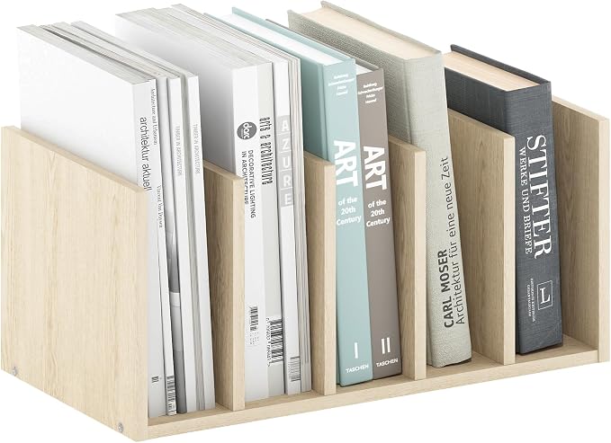 Furinno HERMITE Desk File Folder Organizers, 5-Space Vertical Desktop Office Organization Racks, Desk Top Display Book Shelf, for Paper, Office Supplies, Magazine, Bauhaus Oak by Furinno-FitsYourSpaceFitsYourBudget