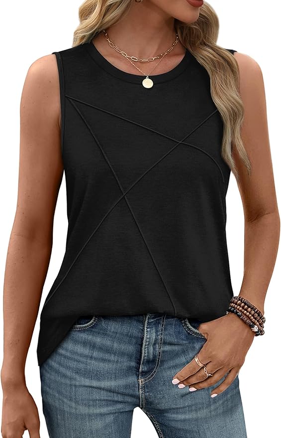 WIHOLL Women's Sleeveless Summer Crewneck Loose Fit Tank Tops - Image 4