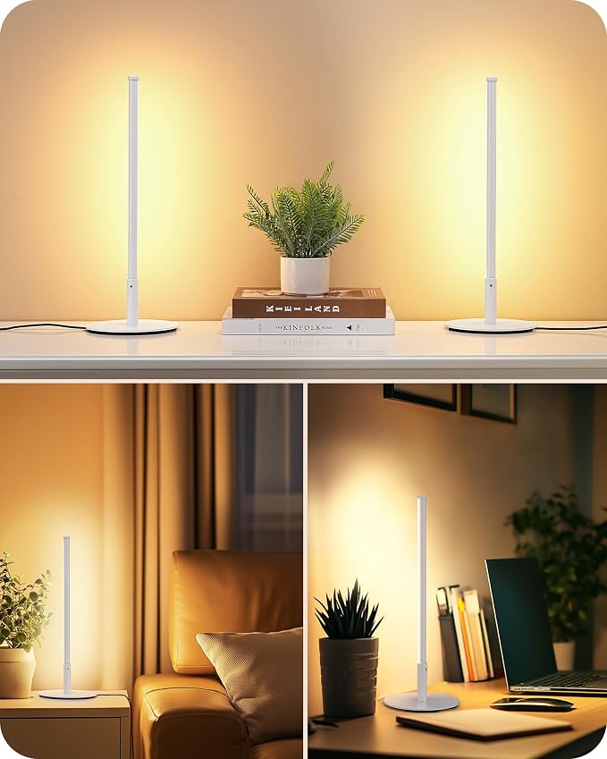 EDISHINE LED Table Lamp, Minimalist Desk Lamps for Home Office, White | Dimmable, 3 Color Temperature, Power Cord Touch Switch, Metal Finish, Ideal for Bedroom, Living Room - Image 7