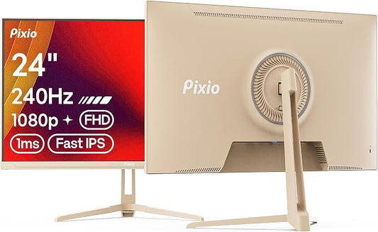 Pixio PX249 Wave Beige 24 inch 240Hz Refresh Rate FHD 1080p Resolution Fast IPS Panel 1ms GTG Response Time Built-in Speakers Gaming Monitor with Adaptive Sync by Pixio