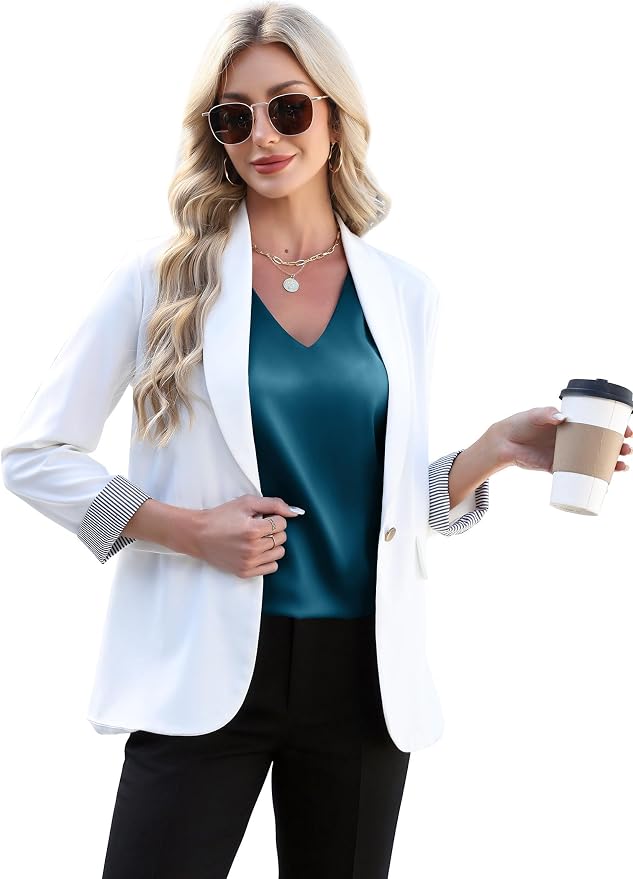 WIHOLL Womens Satin Summer Tops Cap Short Sleeve Blouses V Neck Shirts Business Casual Outfits Fashion Clothing 2026 - Image 5