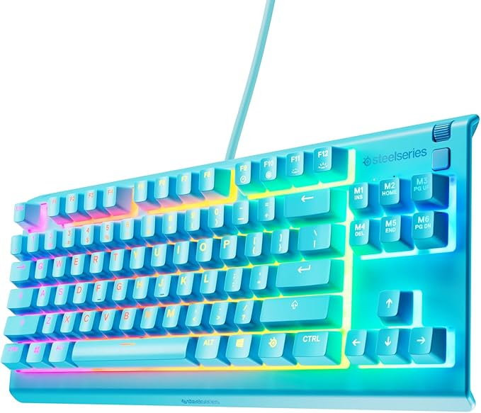 SteelSeries Apex 3 TKL Aqua RGB Gaming Keyboard — Tenkeyless Compact Form Factor — 8-Zone RGB Illumination — Water and Dust Resistant — Whisper-Quiet Gaming Switch by Unknown