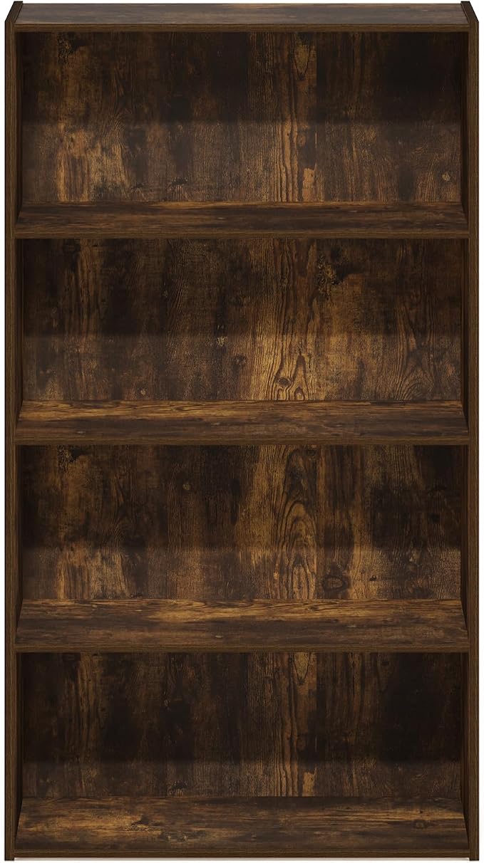 Furinno PASIR Book Shelf, 4-Tier Bookshelf, Bookcase with Open Shelf, 9.4 x 23.6 x 41.7, for Living Room, Bedroom, Home Office, Amber Pine - Image 7