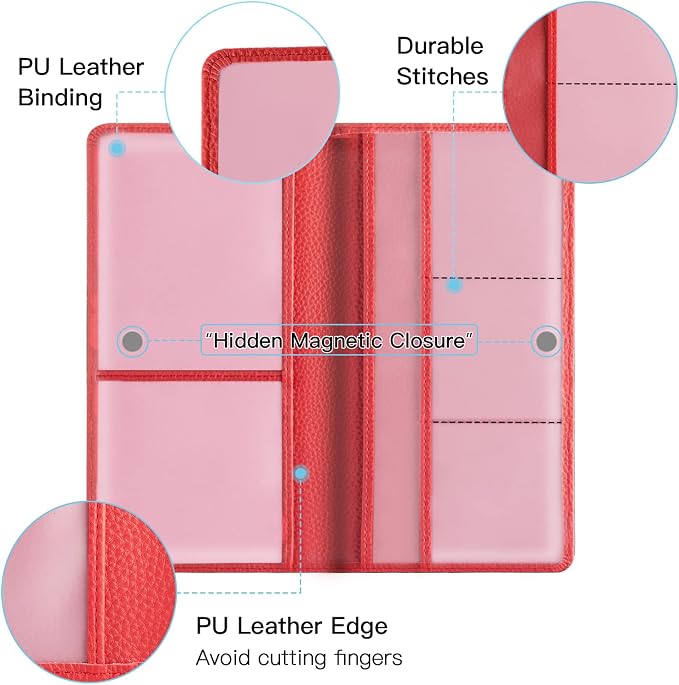 Valardoh Premium Car Registration and Insurance Card Holder, Car Document Holder for Cards, Driver License & other Essential Documents (Red) - Image 2