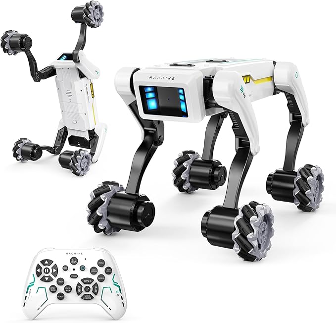Smart Robot Dog with Wheels, 30+ Bionic Actions, Voice & Remote Control, Programmable Moves, Rechargeable Battery, All-Terrain Stunt Pet Toy for Kids by DINGDONGWU
