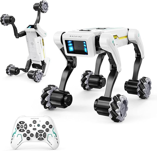 Smart Robot Dog with Wheels, 30+ Bionic Actions, Voice & Remote Control, Programmable Moves, Rechargeable Battery, All-Terrain Stunt Pet Toy for Kids by DINGDONGWU