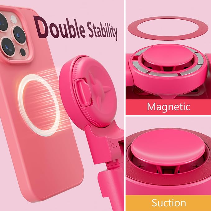 MiiKARE Travel Essentials Magnetic Airplane Phone Holder, Universal Handsfree Phone Mount for Flying with 360 Degree Rotation, Travel Must Haves Phone Stand for Desk, Tray Table, BarbiePink - Image 2