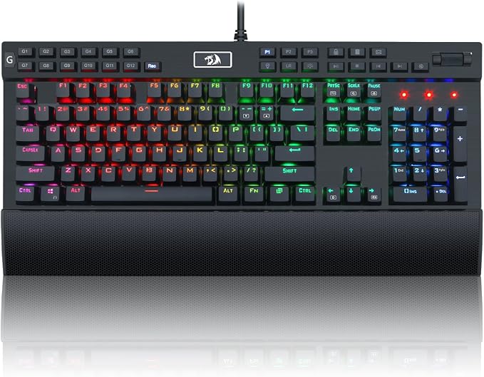 Redragon K550 RGB Gaming Keyboard, 104 Keys + 12 Macro G Keys Wired Mechanical Keyboard w/Aluminum Top Plate, Custom Clicky Purple Switch, Extra USB Port & Wrist Rest by REDRAGON