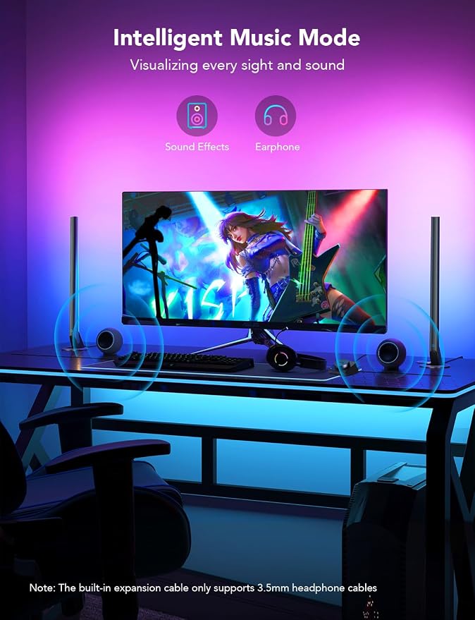 Govee RGBIC Gaming Light Bars H6047 with Smart Controller, Wi-Fi Smart LED | Gaming Lights with Music Modes and 60+ Scene Modes Built, Works with Alexa & Google Assistant, New Year Lights Decor - Image 8