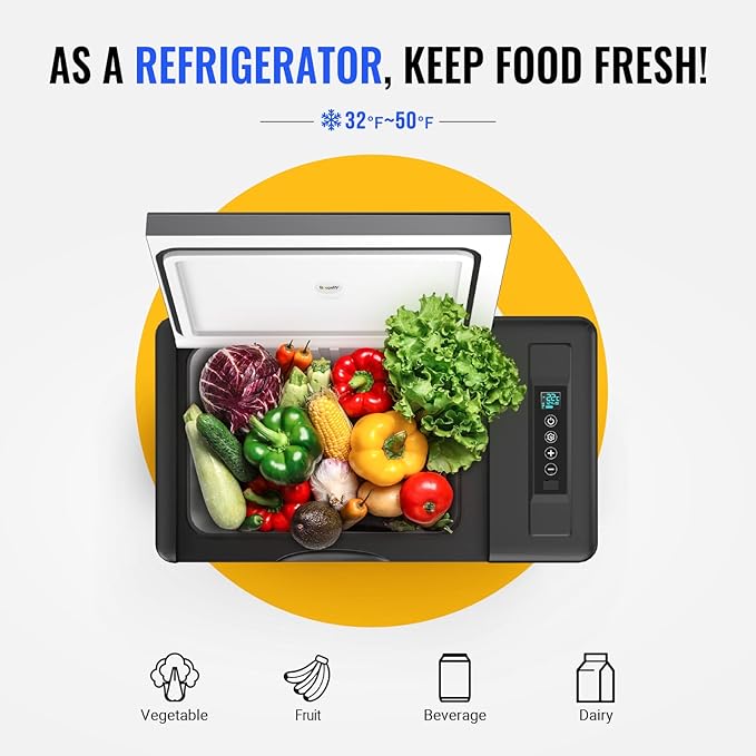 BougeRV 12 Volt Refrigerator 12V Car Fridge 30 Quart Portable Freezer Compressor Cooler Compressor Freezer, 12/24V DC 110~240V AC, -8℉~50℉ for Truck RV SUV (Black) - Image 3