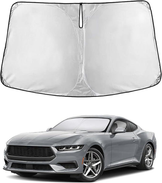 EcoNour Windshield Sunshade Compatible for Ford Mustang (NOT for Ford Mustang Mach-E) 2015-2024 2025 2026, Sun Visor for Front Windshield & Window Sun Shade Cover, UV Heat Protector, Car Accessories by EcoNour