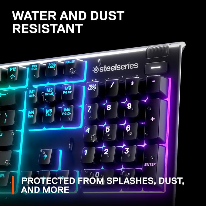 SteelSeries Apex 3 RGB Gaming Keyboard – 10-Zone RGB Illumination – IP32 Water Resistant – Premium Magnetic Wrist Rest (Whisper Quiet Gaming Switch) - Image 5