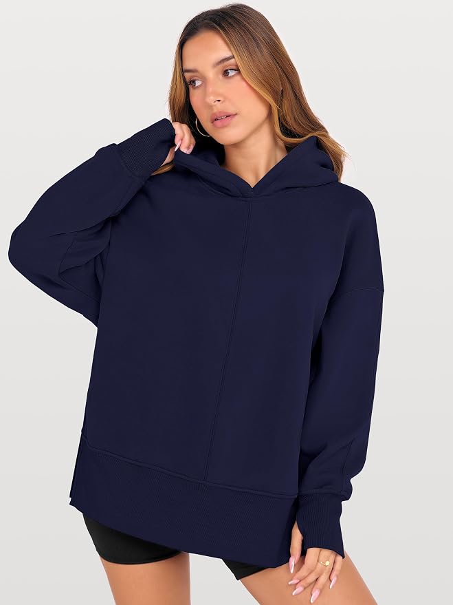 ANRABESS Womens Oversized Hoodies Long Sleeve Fleece Side Slit Hooded Sweatshirts Pullover 2026 Fall Outfits Y2K Clothes - Image 4
