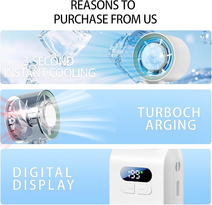 Handheld Fan, Portable Handheld Fan with Ice Function, mini personal fan, Turbo Powerful Rechargeable Fans,1-199 Speed, Foldable, for Women Men Outdoor Indoor travel essentials(White) - Image 2