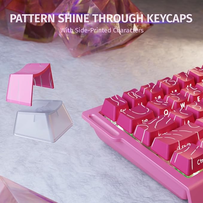 ATTACK SHARK X68HE RT Mechanical Gaming Keyboard 60% Wired TKL-Rose Contour | Adjustable Actuation,Hall Effect Magnetic Switch,8KHz Polling Rate,RGB Backlit,Top Mount,Side Printed Keycap for PC Mac Gamer - Image 8