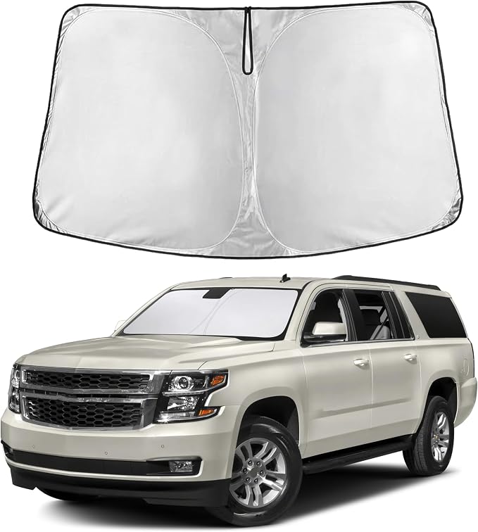 EcoNour Windshield Sunshade Compatible for Chevrolet Chevy Suburban/Tahoe, GMC Yukon XL, Yukon Denali XL 2015-2018 2019 2020, Sun Visor for Front Window Sun Shade Cover, UV Protector, Car Accessories by EcoNour