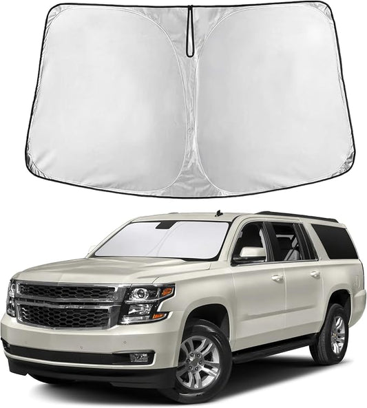 EcoNour Windshield Sunshade Compatible for Chevrolet Chevy Suburban/Tahoe, GMC Yukon XL, Yukon Denali XL 2015-2018 2019 2020, Sun Visor for Front Window Sun Shade Cover, UV Protector, Car Accessories by EcoNour