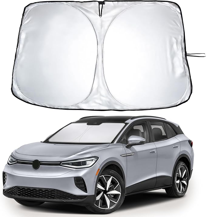 EcoNour Windshield Sun Shade Compatible for Volkswagen VW ID.4 2021–2026 | Custom Fit EV Front Window Sunshade | Foldable Heat & UV Reflective Sun Visor by EcoNour