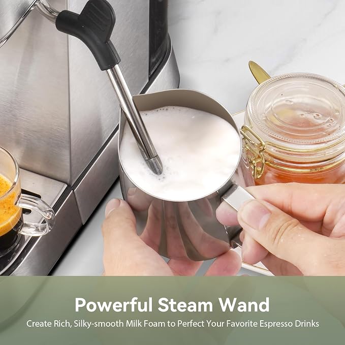 Gevi 20 Bar Compact Espresso Machine for Home,Latte、Cappuccino Coffee Maker | Removable Water Tank; Include Necessary Accessories; Can Make Americanos; Easy to Clean and Maintain; with Milk Frother; - Image 5