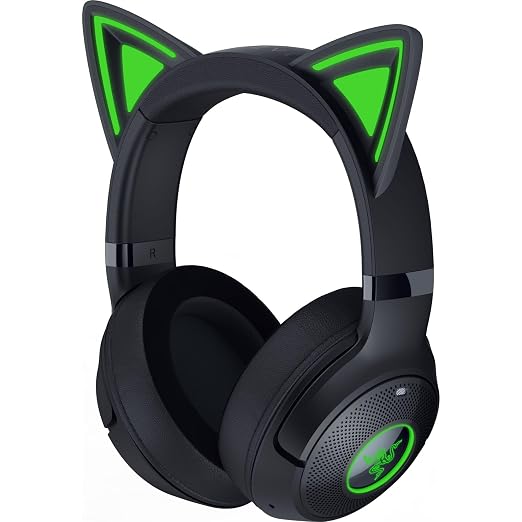Razer Kraken Kitty V2 BT Wireless RGB Headset, Black | Chroma RGB Kitty Ears & Earcups, Bluetooth 5.2, 40 mm Drivers, Noise-cancelling Mics, Lightweight, USB-C, 40 Hr Battery by Unknown