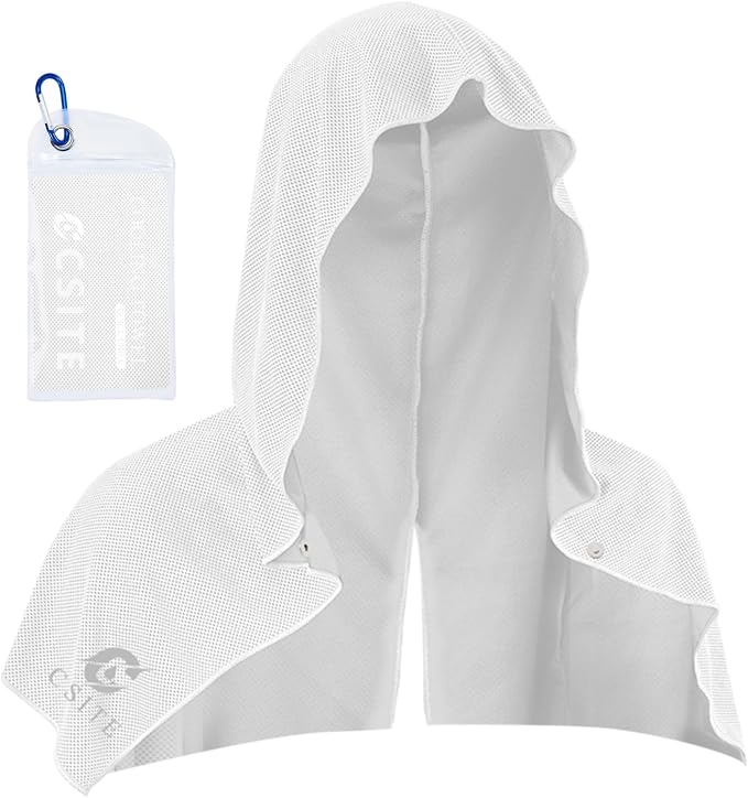 CSITE Cooling Hoodie Towels for Neck and Face, UPF 50 Sun Protection & Instant Cooling, Ice Towels for Hot Weather, Soft Breathable Towel for Sport, Work Out, Gym, Camping & More Activities by CSITE