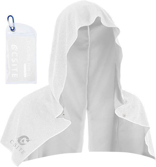 CSITE Cooling Hoodie Towels for Neck and Face, UPF 50 Sun Protection & Instant Cooling, Ice Towels for Hot Weather, Soft Breathable Towel for Sport, Work Out, Gym, Camping & More Activities by CSITE
