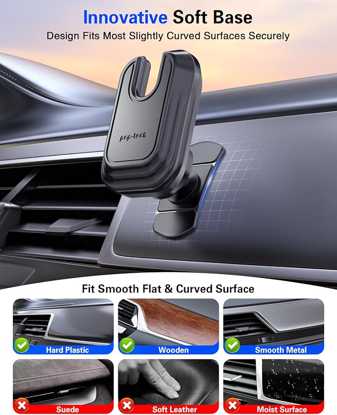 pop-tech Car Phone Mount for Socket Grip, Strong Sticky Cell Phone Holder for Auto Dashboard, Adjustable Adhesive Car Mount Compatible with Thick Wallet Grip Card Holder for iPhone Samsung - Image 2