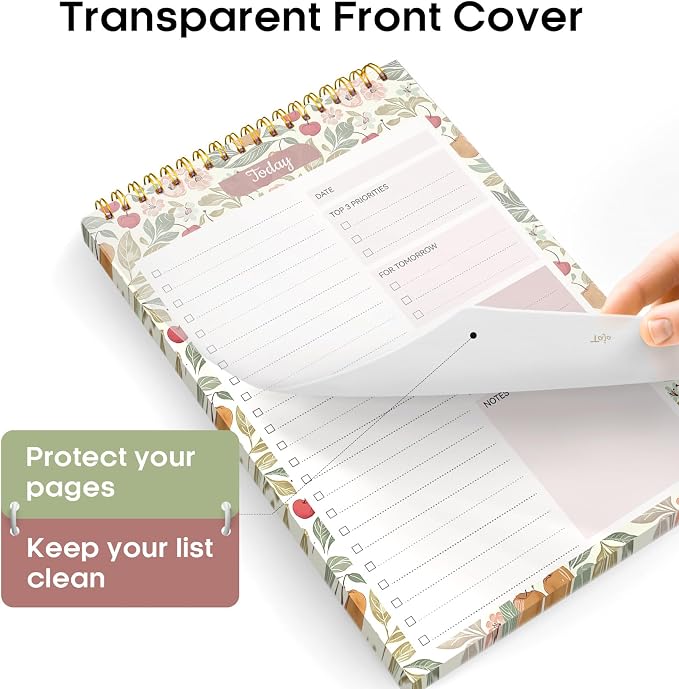 Taja To Do List Notepad, Undated Daily Planner for Work and Goal Setting | Cherry Orchard, 52 Sheets, 9.8" x 6.5" , for Office, Home and school, Daily Task Planning, Notes and Everyday Organization - Image 3