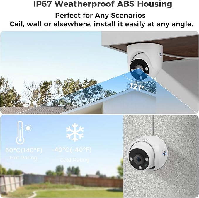 Hiseeu 12 Channel Wired Security Camera System with Smart Dual Light | Audio,Person/Vehicle Detection,121°Wide View,5MP DVR,12PCS 5MP IP67 Outdoor CCTV Cameras,3TB HDD for 24/7 Surveillance - Image 5