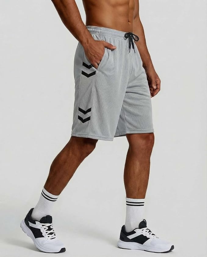 5 Pack Men's Mesh Shorts Athletic Basketball Sports Gym Workout Pockets | Cooling Moisture-Wicking, 9", Long, Quick-Dry, Breathable, Elastic Drawstring Waistband. Running, Exercise, Soccer, Training. - Image 4