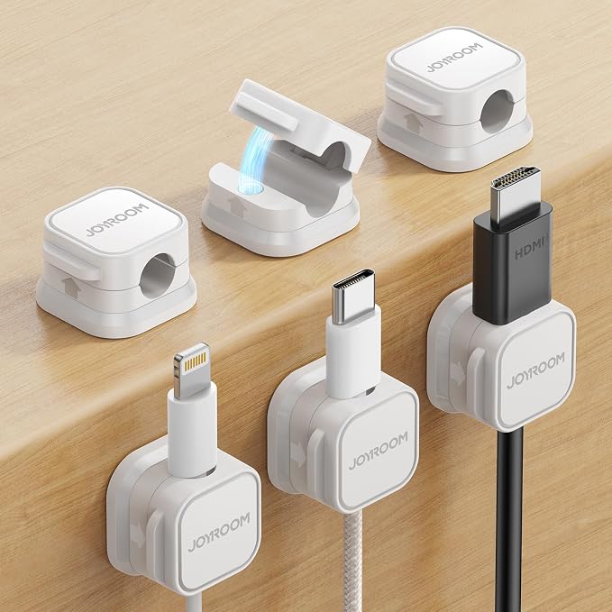 JOYROOM 6 Pack Magnetic Cable Clips, Cord Organizer Adhesive Wire Holder | Home Nightstand Office Desk Accessories, Car Wall Organization, Phone Charger Cord Holder Management, Cable Smooth Adjustable by JOYROOM