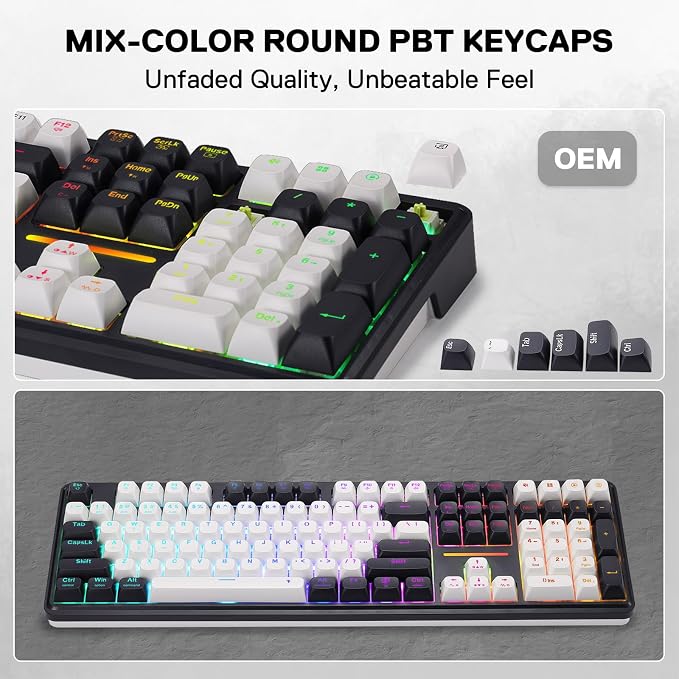 Redragon K745 PRO Wireless 108-Key Gasket RGB Gaming Keyboard, 4 Hotkeys | Extra Shortcut Keys, 0-Delay Tri-Mode, Cushioned Noise Dampening for Creamy Thocky Sound, Unfaded PBT Keycaps, PRO Software - Image 8