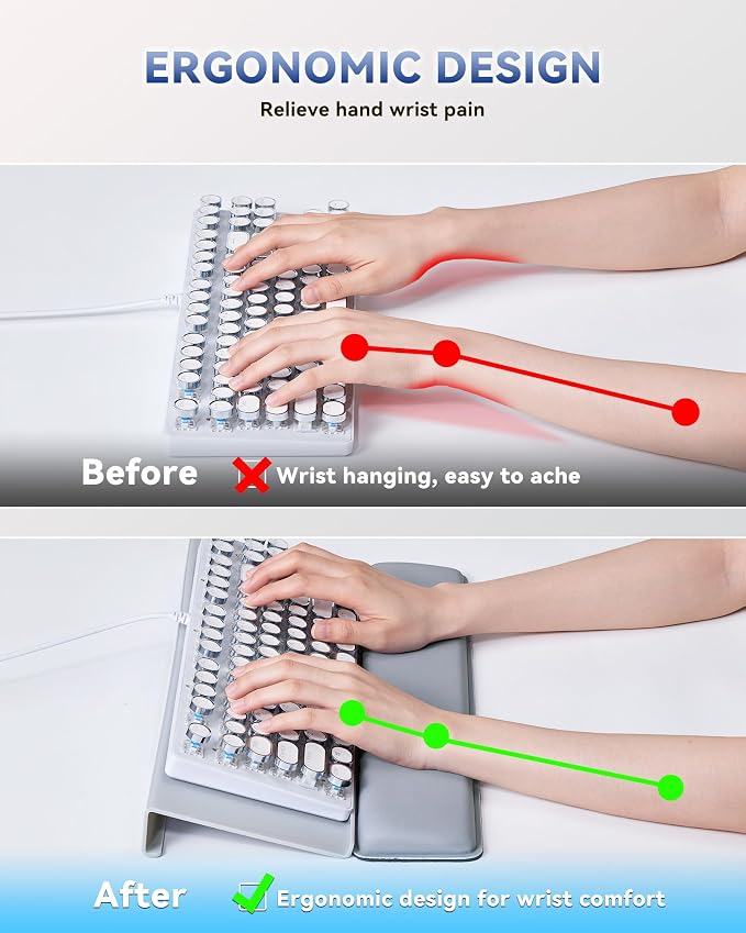 Laborio Computer Keyboard Wrist Rest, Keyboard Riser Stand for Desktop | Gray, Ergonomic Acrylic Keyboard Holder, Non-slip Wrist Pad, Pain Relief for Typing, Multiple Colors - Image 3
