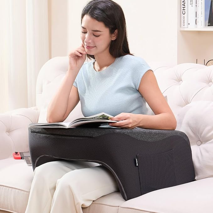 cooloo8 Reading Pillow, Lap Desk, Laptop Pillow for Lap, Large Gaming Pillow for Reading, Working, Gaming or Sitting in Bed Floor Couch(Dark Grey) - Image 8
