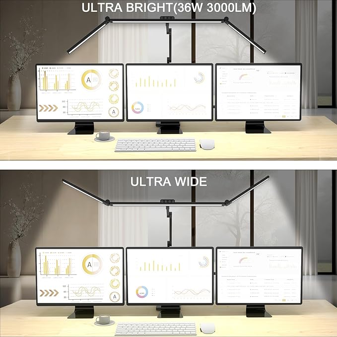 Omorepa 36W 3000LM Ultra Bright Architect Desk Lamp with Base, 47.4Inches Wide Tall Overhead Desk Light for Home Office, Dimmable Table Light with Remote for Desktop Working,Drafting,Reading - Image 2
