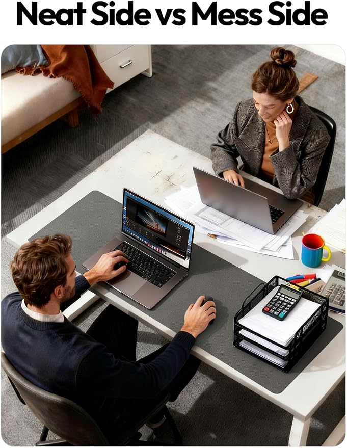 YSAGi Leather Desk Pad Protector, Office Desk Mat, Large Mouse Pad, Non-Slip PU Leather Desk Blotter, Laptop Desk Pad, Waterproof Desk Writing Pad for Office and Home (Dark Grey,55" x 17.2") - Image 7