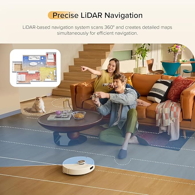 roborock Q7 M5 Robot Vacuum and Mop Combo, 10,000Pa HyperForce Suction | Dual Anti-Tangle System, APP-Controlled Mopping, LiDAR Navigation, Robotic Vacuum Cleaner for Pet Hair and Carpet, White - Image 6
