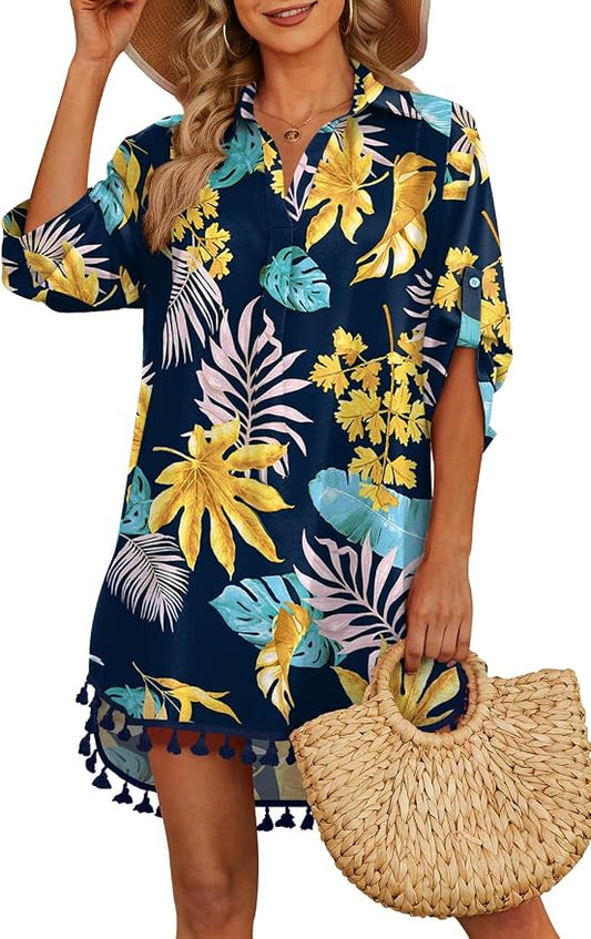 Yincro Women Swimsuit Cover Up Shirt 2026 Tassel Beach Bathing Suit for Swimwear Bikini Dress by YINCRO