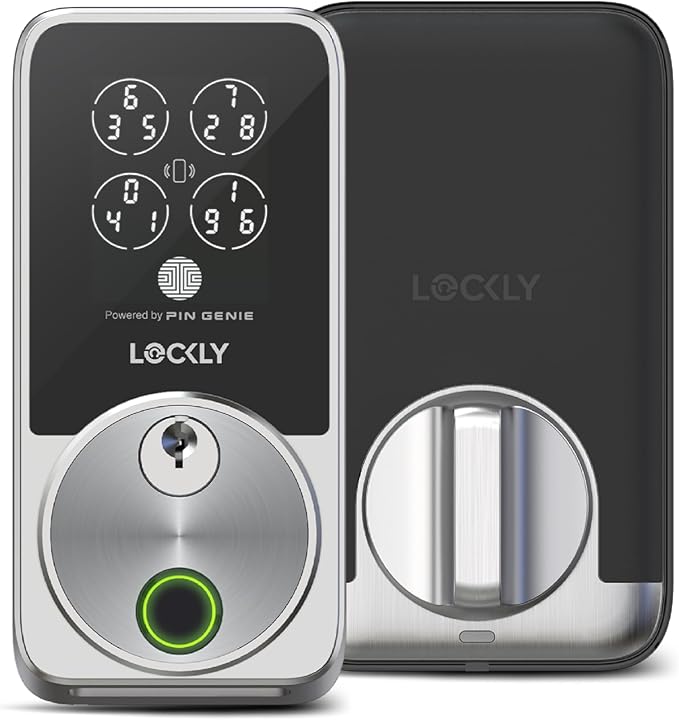 Lockly Secure Pro Smart Door Lock,Fingerprint Keyless Entry Door Lock,Apple Home Key Compatible,Auto Lock, App Remote Control,IP65 Waterproof,Easy Installation by Lockly