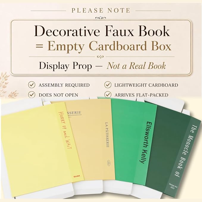 PROBENEX 4 Pcs Decorative Books | Faux Neutral Coffee Table & Shelf Decor | Warm Organic Look for Living Room, Office and Entryway - Not Real, Tool-Free 2-Min Setup - Image 2