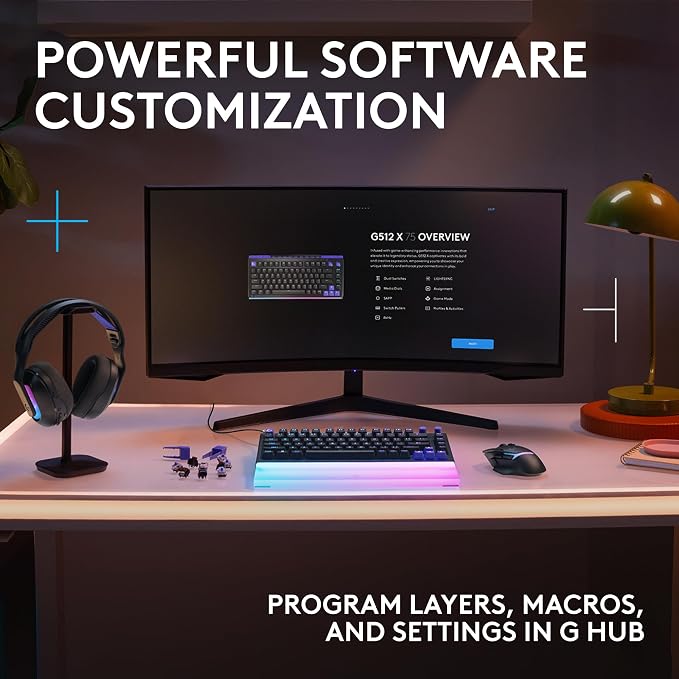 Logitech G512 X 75 TMR + Tactile Switch Mechanical Gaming Keyboard - Black | Hot-Swappable 9x TMR Rapid Trigger + Tactile Mechanical Switches, Gasket, PBT Keycaps, <8K, LIGHTSYNC RGB, for PC & Mac - Image 9