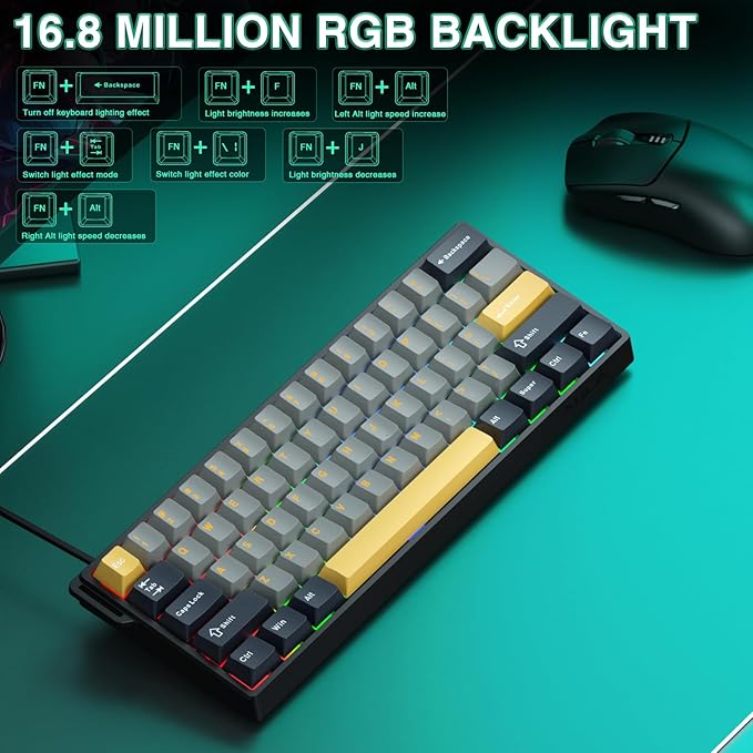 AULA WIN60 HE MAX - 60% Mechanical Gaming Keyboard Wired, Hall Effect Magnetic Switches Hot Swappable, Adjustable Actuation Rapid Trigger Mode, 8000 Hz Polling Rate, 60 Percent Keyboard Compact Design - Image 4