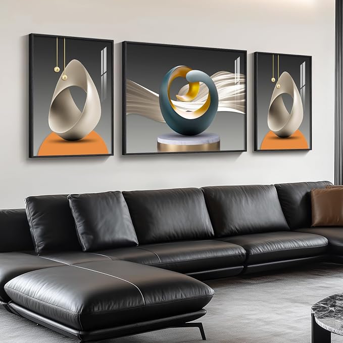 Extra Large Framed Modern Luxury Large Wall Art for Living Room, Set of 3 Piece Bright Style Abstract Paintings Artwork for Walls, Big Size Art Prints Pictures for Hallway Dining Room Office Wall Decor - Image 2