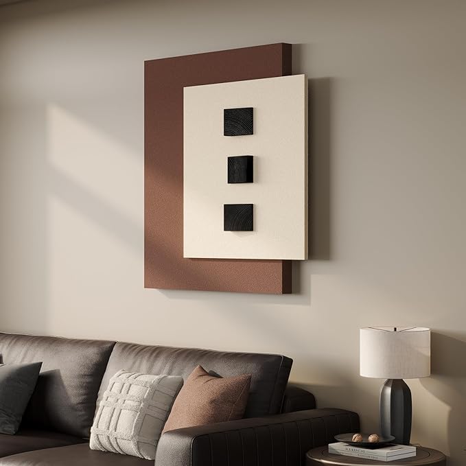 Cuspin Modern 3D Wood Wall Art for Living Room, Neutral Minimalist Textured Artwork for Walls, Beige Brown Paintings Wall Decor for Bedroom Dining Room Hallway - Image 2