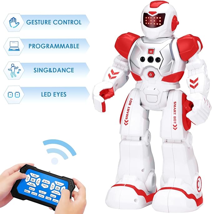 KingsDragon Robots Toy for Kids, RC Gesture Sensing Toy, Interactive Walking Singing Dancing Robot Birthday Presents for Boys Girls Age 6 7 8 9 Years Old,Red - Image 2