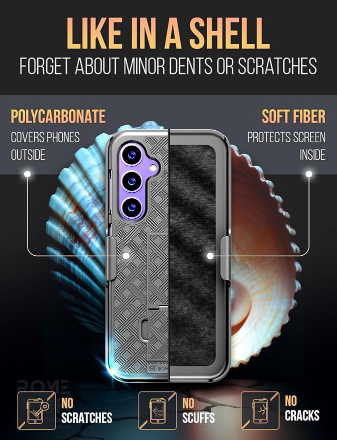 Designed for Samsung Galaxy S24 Plus Case with Belt Clip Holster | Rugged Holster & Protective Phone Case Combo with Anti-Slip Texture - Black - Image 3