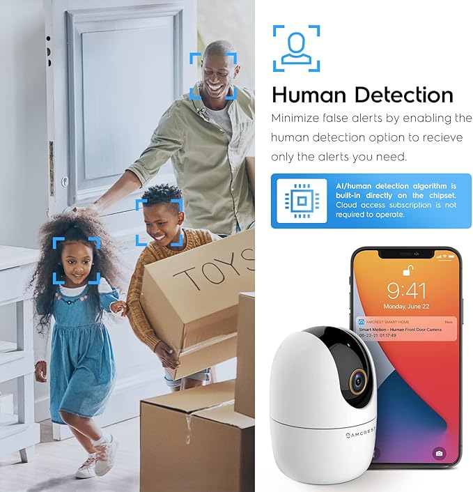 Amcrest 4MP WiFi Camera Indoor Camera, Sound & Baby Monitor, Human & Pet Detection, Motion-Tracking, w/ 2-Way Audio, Phone App, Pan/Tilt Wireless IP, Night Vision, Smart Home ASH41-W - Image 4